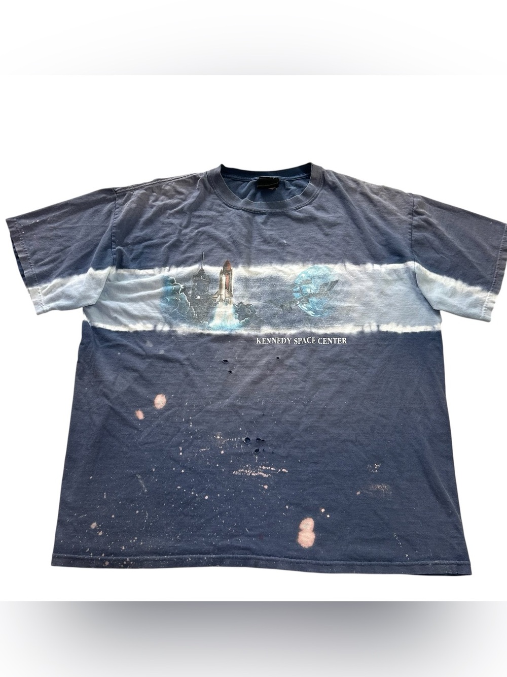 VTG 90s Kennedy Space Center T-Shirt Large Prairie Mountain Thrashed Sun Fade